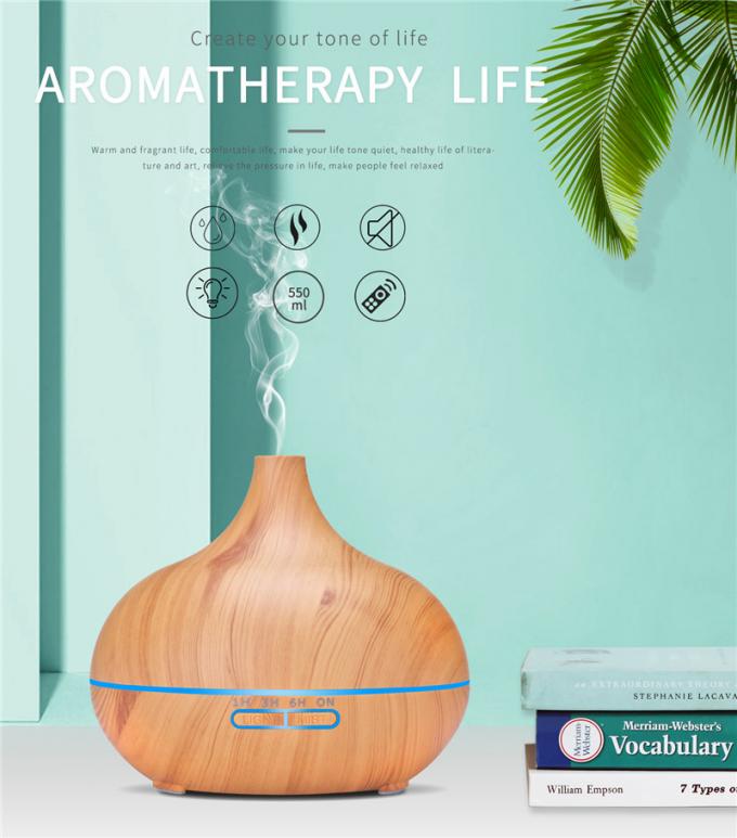 Vente à chaud Colorant LED Light Humidificateur d'air Diffuseur d'huiles essentielles bois Grains Huile essentielle Humidificateur d'air 4