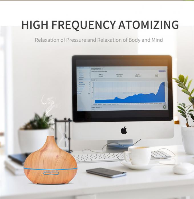 Vente à chaud Colorant LED Light Humidificateur d'air Diffuseur d'huiles essentielles bois Grains Huile essentielle Humidificateur d'air 13