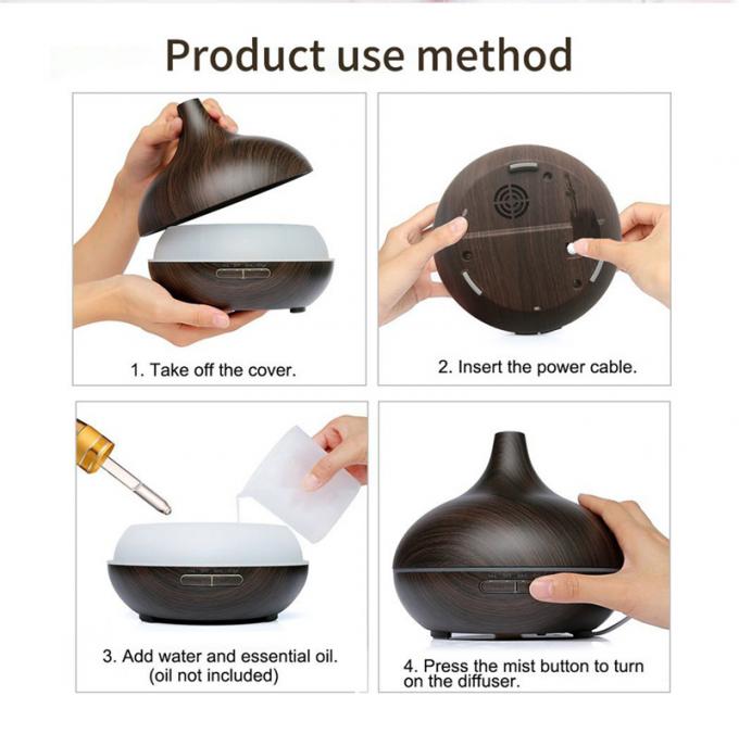 Vente à chaud Colorant LED Light Humidificateur d'air Diffuseur d'huiles essentielles bois Grains Huile essentielle Humidificateur d'air 15
