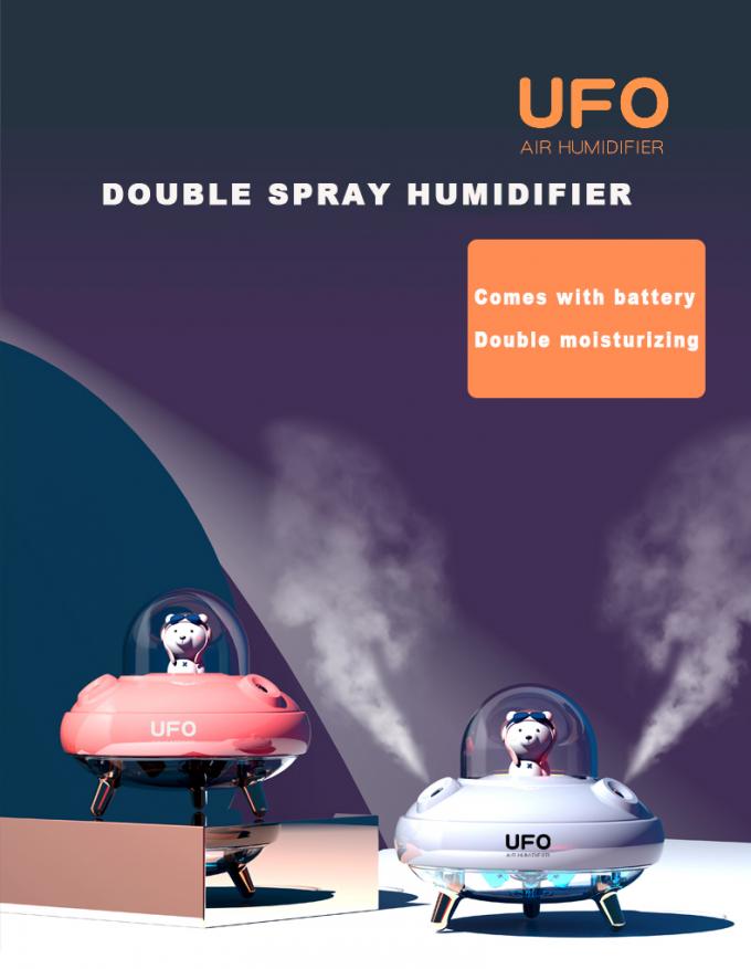 Humidificateur OVNI à double pulvérisation Humidificateur USB rechargeable silencieux avec lumière nocturne colorée 3