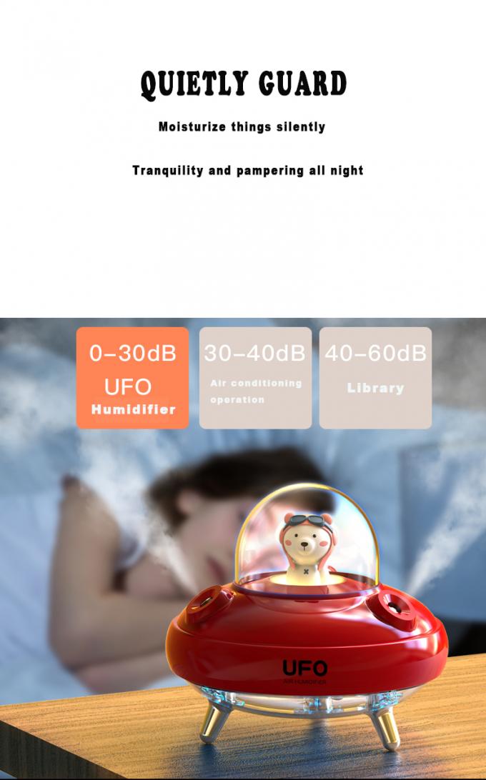 Humidificateur OVNI à double pulvérisation Humidificateur USB rechargeable silencieux avec lumière nocturne colorée 6
