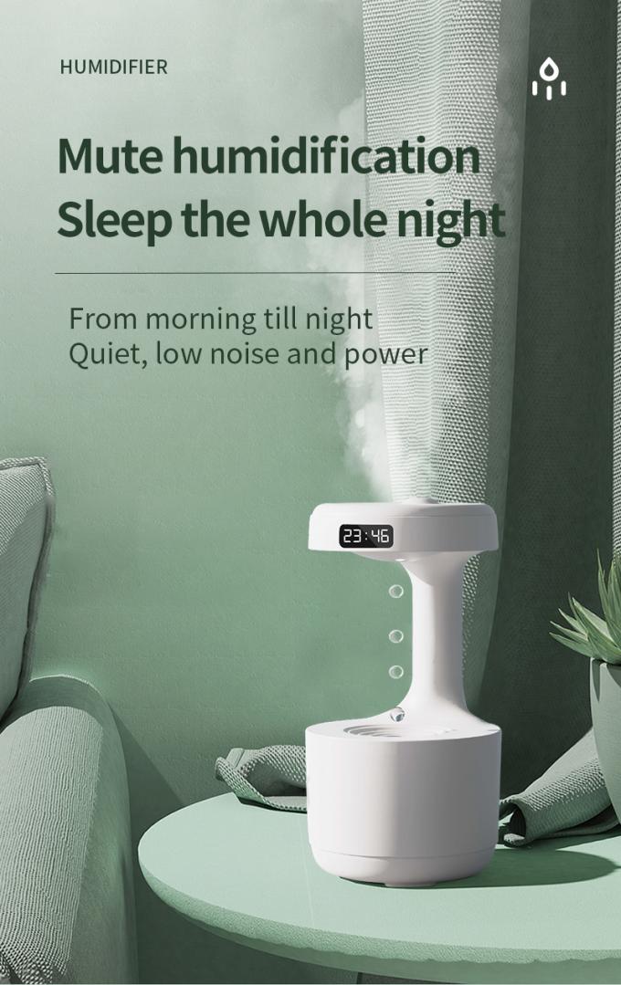 Homefish OEM goutte d'eau portable humidificateur anti-gravité 800 ml Horloge numérique 5