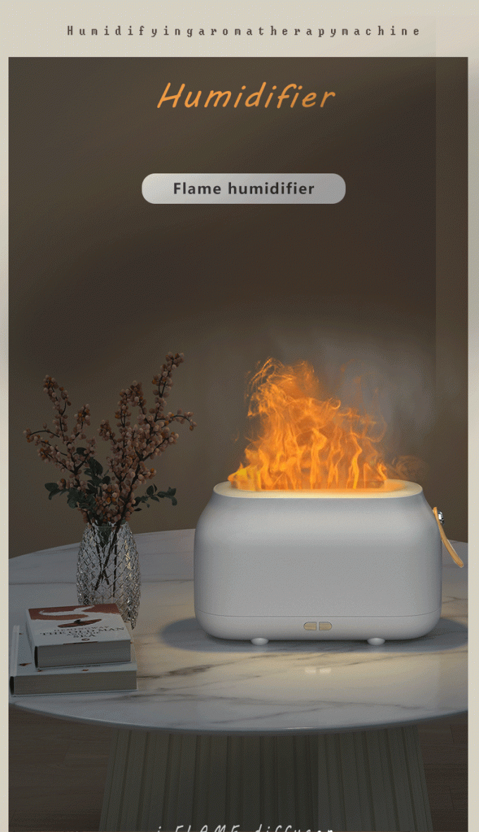 L'humidificateur RGB Light 180Ml Humidificateur de Noël Ultrasons Diffuseur d'huile de flamme Humidificateur de flamme 1