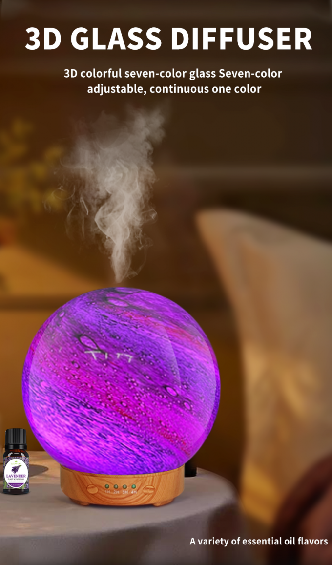 HOMEFISH 3D Glass Design Diffuseurs d' huiles essentielles Planète Humidificateur 120ml 2