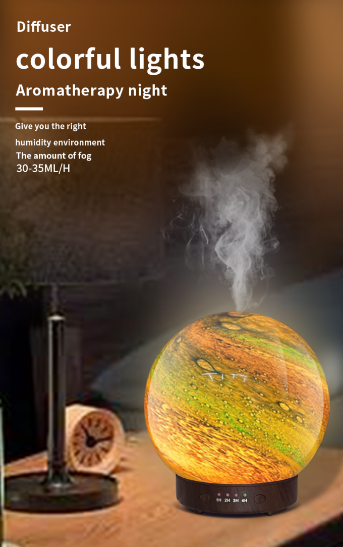 HOMEFISH 3D Glass Design Diffuseurs d' huiles essentielles Planète Humidificateur 120ml 3