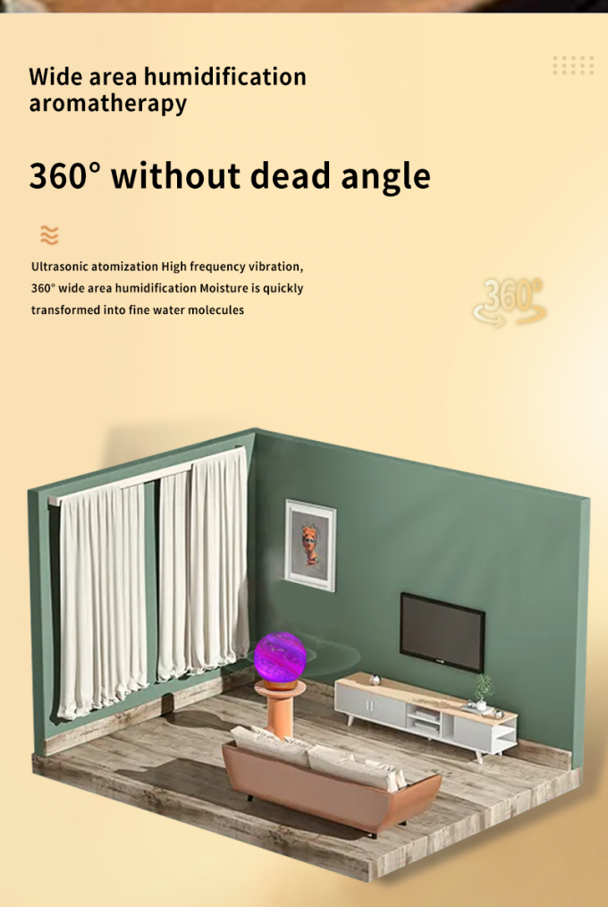 HOMEFISH 3D Glass Design Diffuseurs d' huiles essentielles Planète Humidificateur 120ml 4