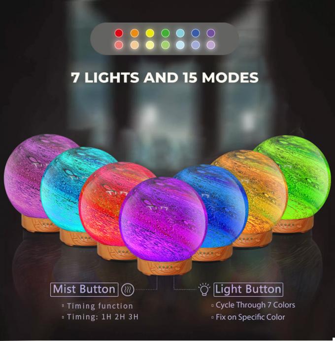 HOMEFISH 3D Glass Design Diffuseurs d' huiles essentielles Planète Humidificateur 120ml 6
