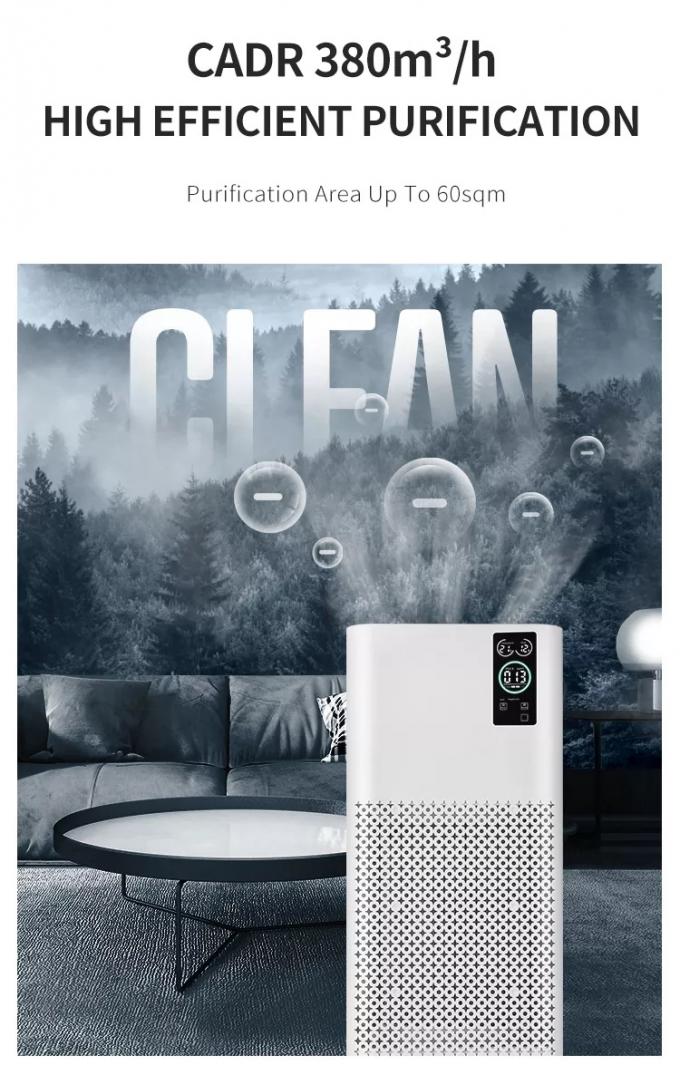 Purificateurs d'air WIFI ménagers Ionisateur d'air Ozone Filtre Hepa chambre libre Contrôle tactile intelligent Équipement de purification d'air à domicile 1