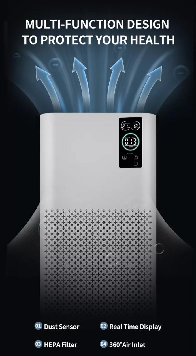 Purificateurs d'air WIFI ménagers Ionisateur d'air Ozone Filtre Hepa chambre libre Contrôle tactile intelligent Équipement de purification d'air à domicile 4