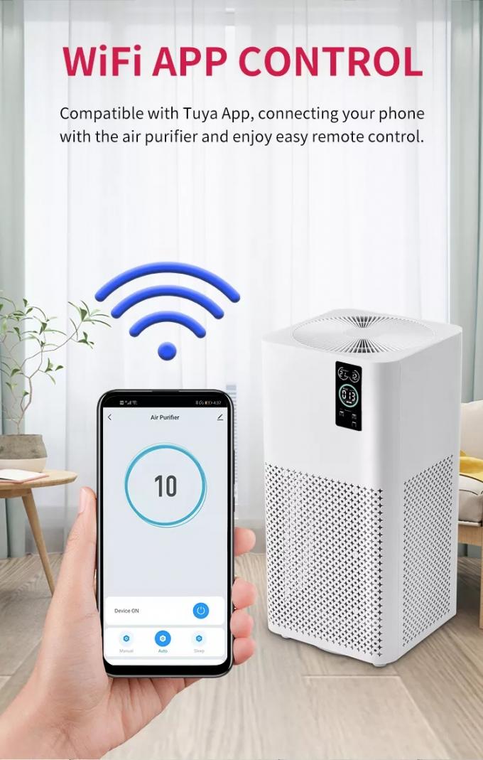 Purificateurs d'air WIFI ménagers Ionisateur d'air Ozone Filtre Hepa chambre libre Contrôle tactile intelligent Équipement de purification d'air à domicile 8