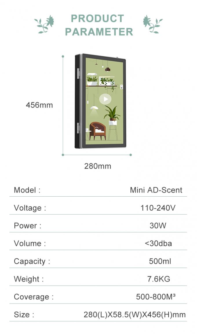Diffuseur d'arôme HOMEFISH 500 ml Wifi Bluetooth App Control Diffuseur d'arôme commercial monté sur le mur avec vidéo publicitaire 2