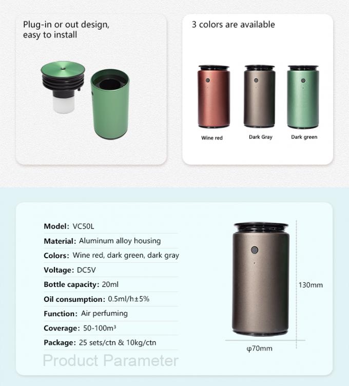 HOMEFISH huile essentielle diffuseur d'arôme sans eau boîtier en aluminium 8