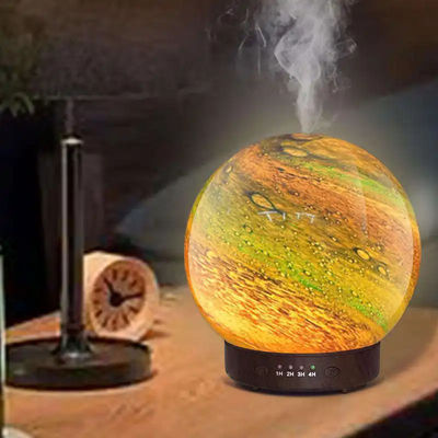 Bon prix Planète 3D Belle conception Sept couleurs Diffuseur d'arôme léger Décoration de billes de verre Diffuseur d'huile essentielle pour bureau à domicile en ligne