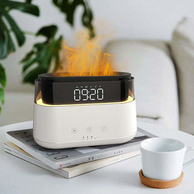 Bon prix Humidificateur de flamme à horloge LED Humidificateur de flamme multifonctionnel pour la maison, le spa et le yoga Diffuseur d'arôme d'huile essentielle en ligne